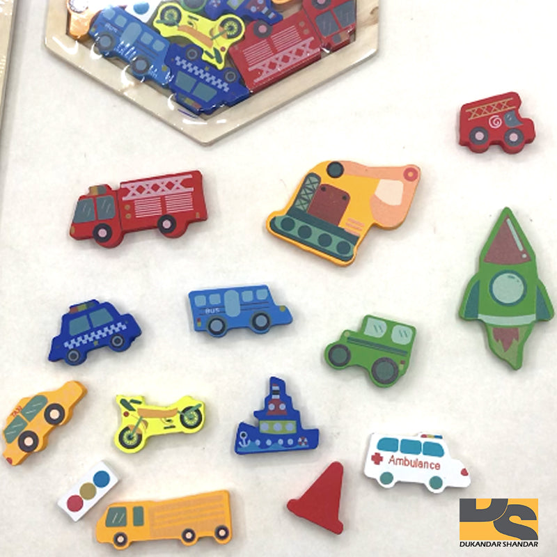 Wooden Tangram Puzzle Jigsaw Brain Teasers Toy Building Russian Blocks Game