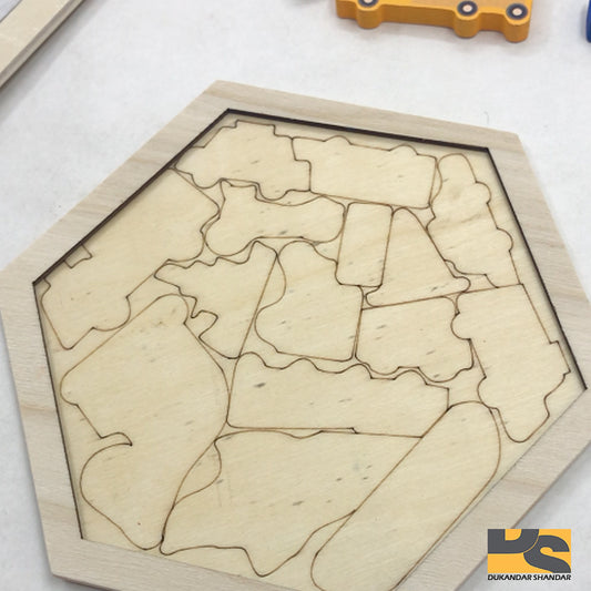 Wooden Tangram Puzzle Jigsaw Brain Teasers Toy Building Russian Blocks Game
