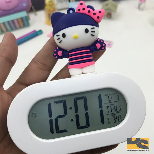 Premium Quality Hello Kitty alarm clock temp display Digital Clock cute clock with LED light