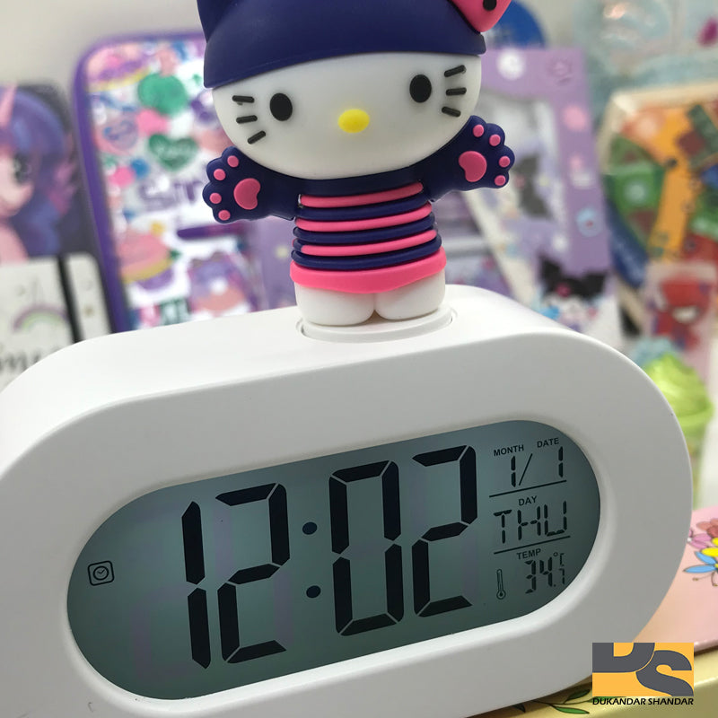 Premium Quality Hello Kitty alarm clock temp display Digital Clock cute clock with LED light
