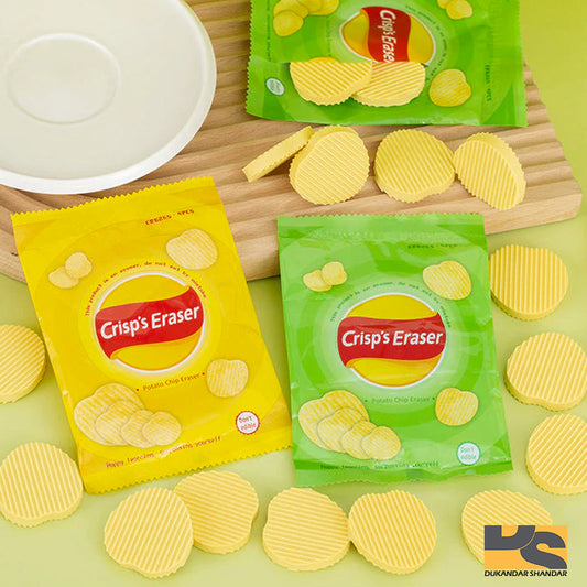 Chips erasers cute stationery items for girls Dukadnar Shandar erasers 4 pcs in pack