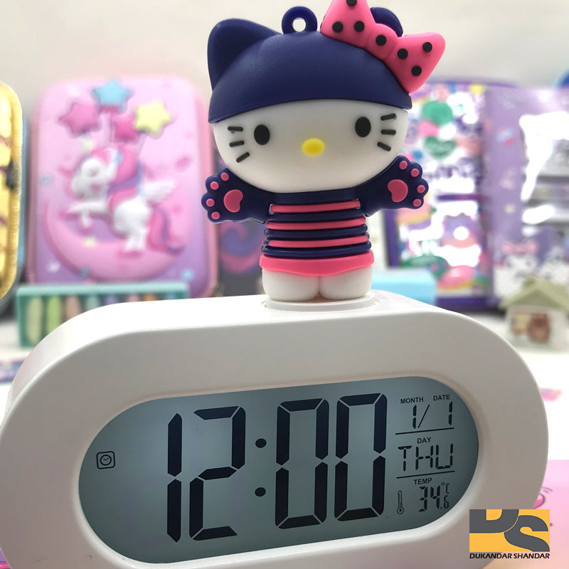 Premium Quality Hello Kitty alarm clock temp display Digital Clock cute clock with LED light