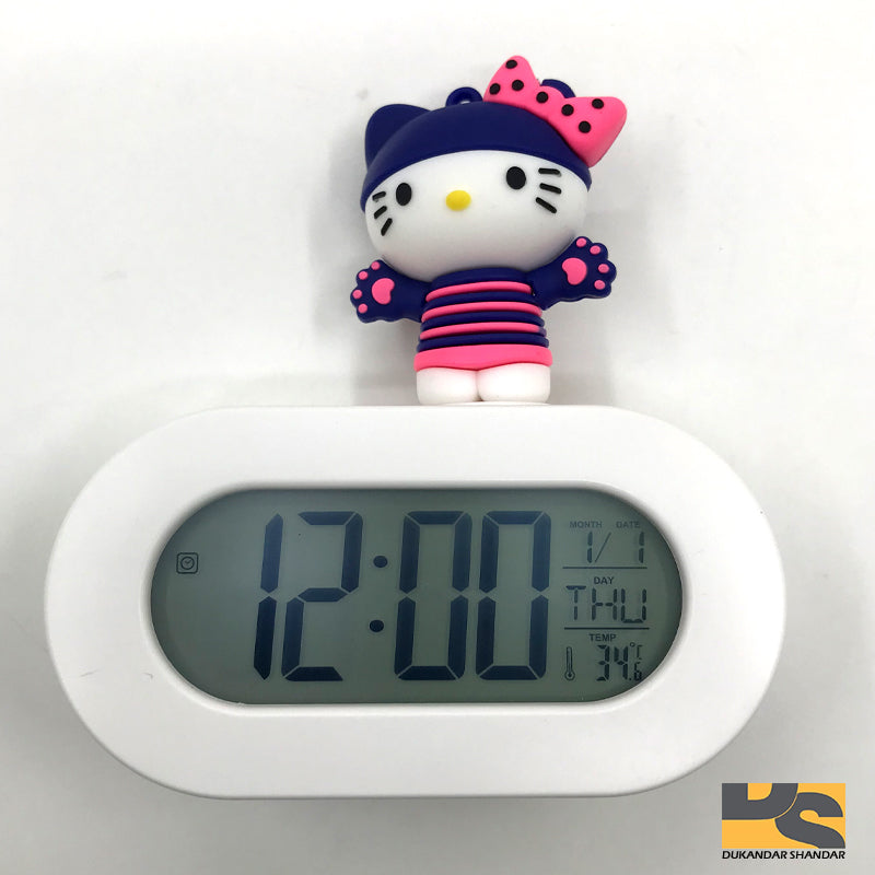 Premium Quality Hello Kitty alarm clock temp display Digital Clock cute clock with LED light